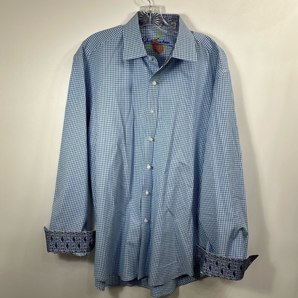 Robert Graham blue and white button-down dress shirt size XL
